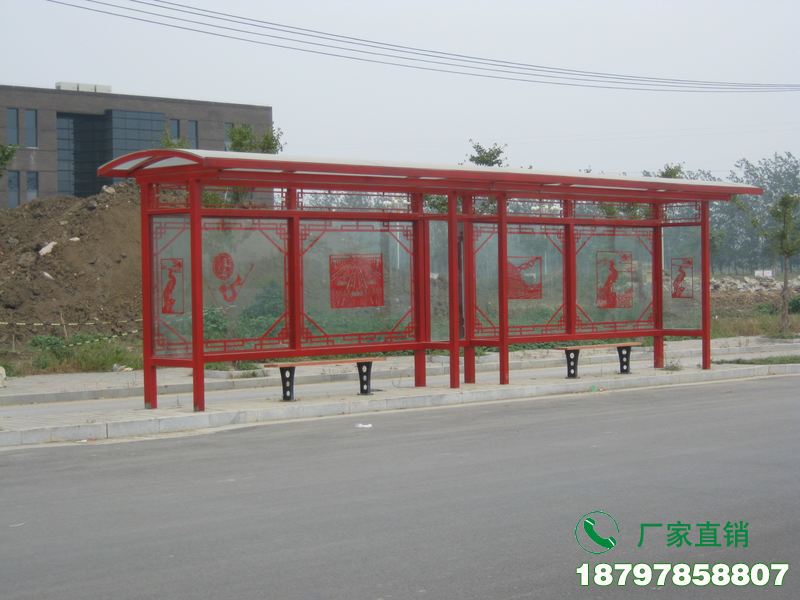 林西县中式金属古典公交候车亭